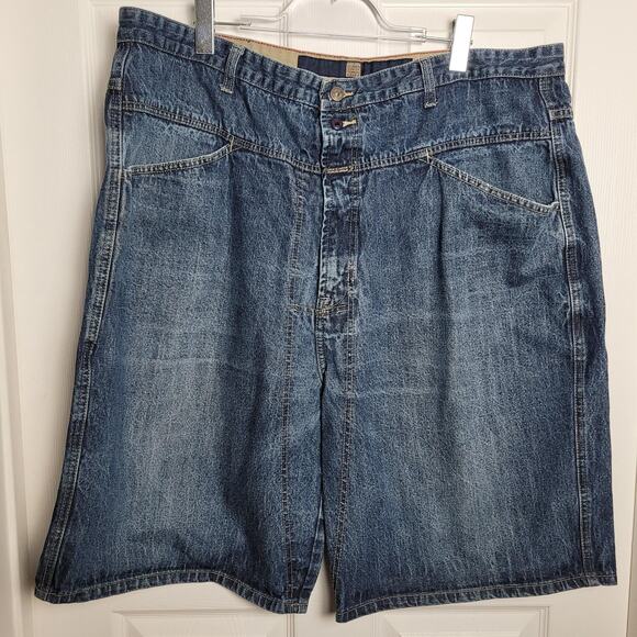 Marithe Francois Girbaud Shorts Mens 44 Blue Denim Jorts Baggy Long Relaxed Y2K - Picture 1 of 16